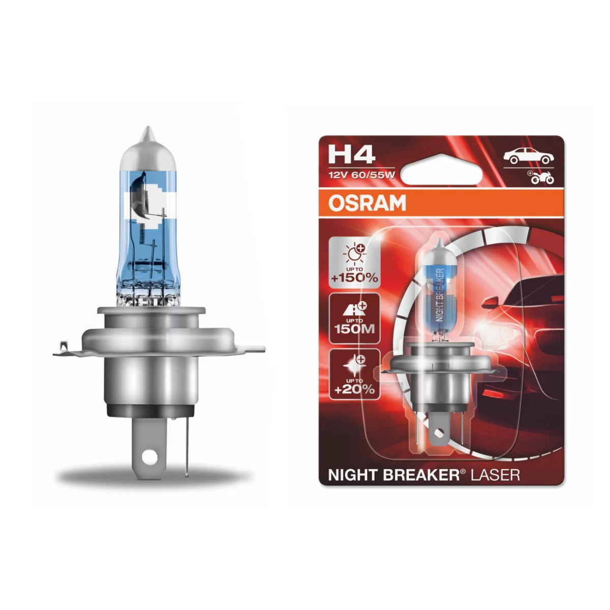 OSRAM Halogen Headlamp Night Breaker Laser H4 64193NL-01BF 12V 60/55W (1 Piece - Blister) – product image 1