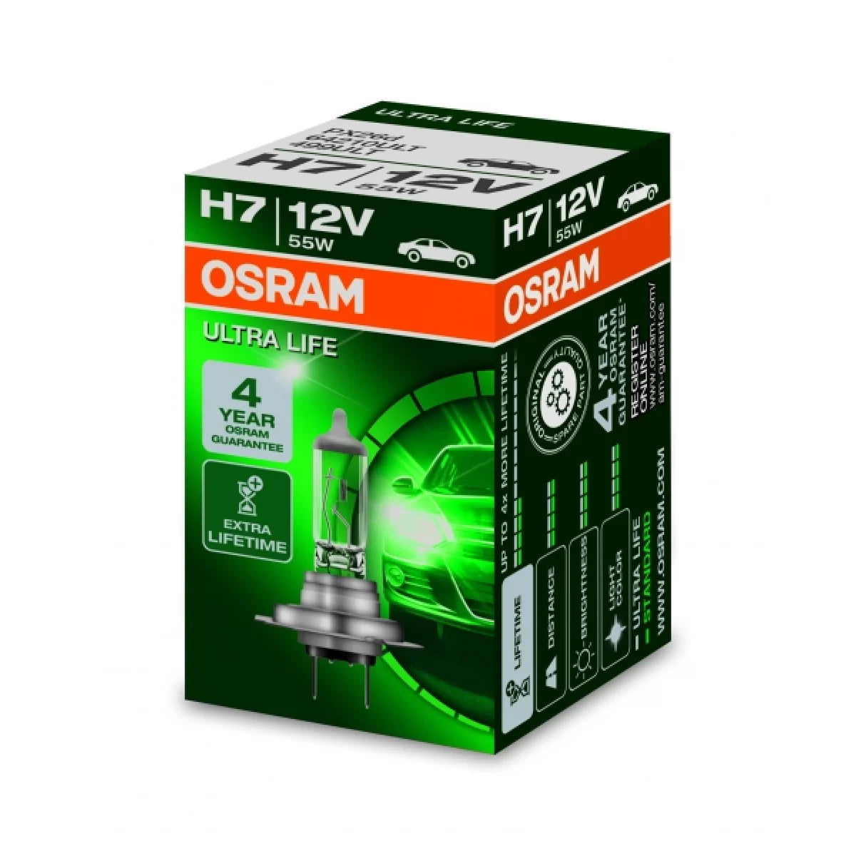 OSRAM ULTRA LIFE H7 Halogen Headlamp 64210ULT 12V carton box (1 unit) – product image 1