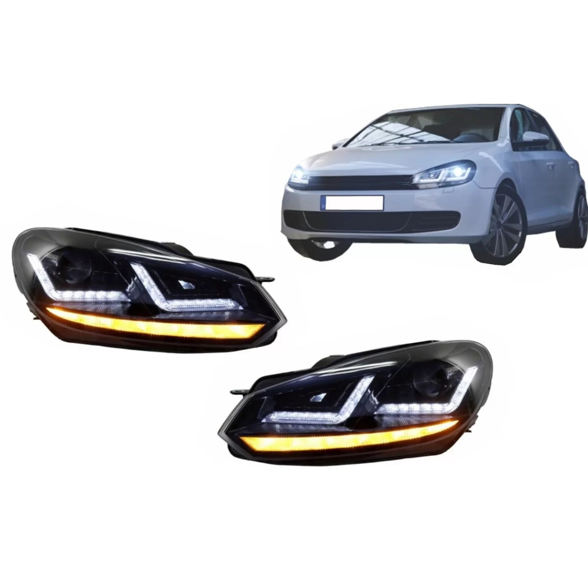 Osram Xenon Upgrade Headlights LEDriving suitable for VW Golf 6 VI (2008-2012) Black LED Dynamic Sequential Turning Lights – 