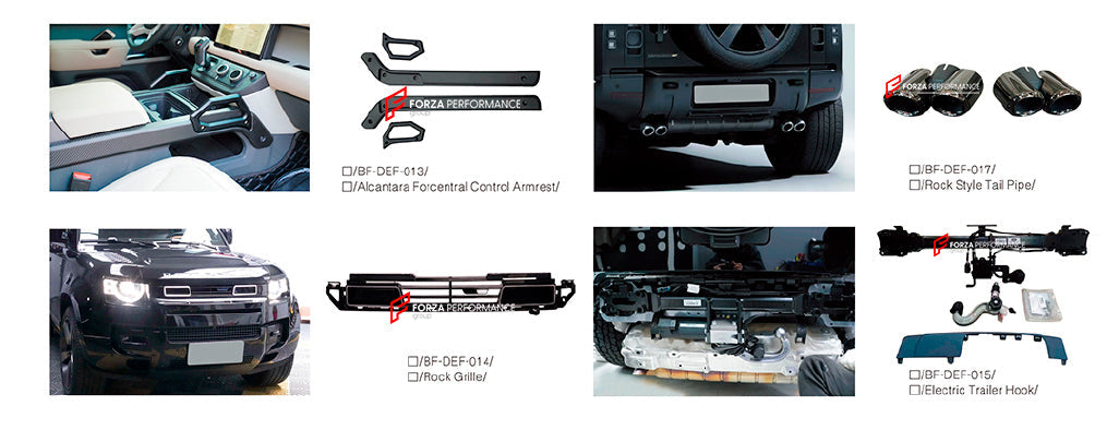 PARTS for LAND ROVER DEFENDER L663 2019+ CENTRAL CONTROL ARMREST TAIL PIPES FRONT GRILLE ELECTRIC TRAILER HOOK