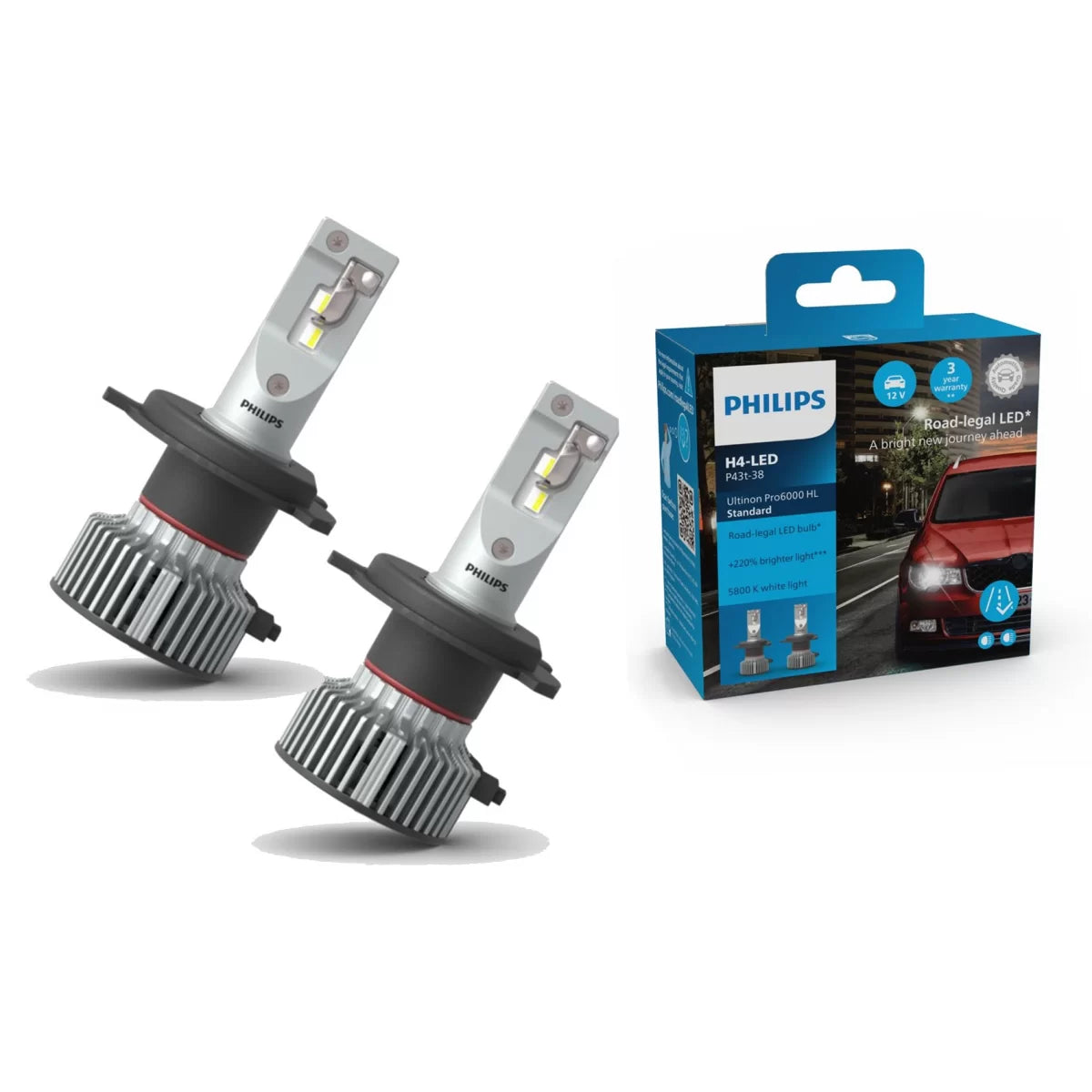 Philips H4 LED Headlamp Bulb 12V 19W Ultinon Pro6000 5800K (1set) – product image 1