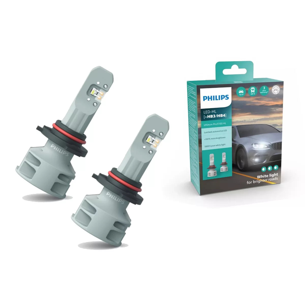 Philips Headlamp Bulb LED HB3 HB4 12V/24V P20d P22d Ultinon Pro5100 HL 5800K (1set) – product image 1