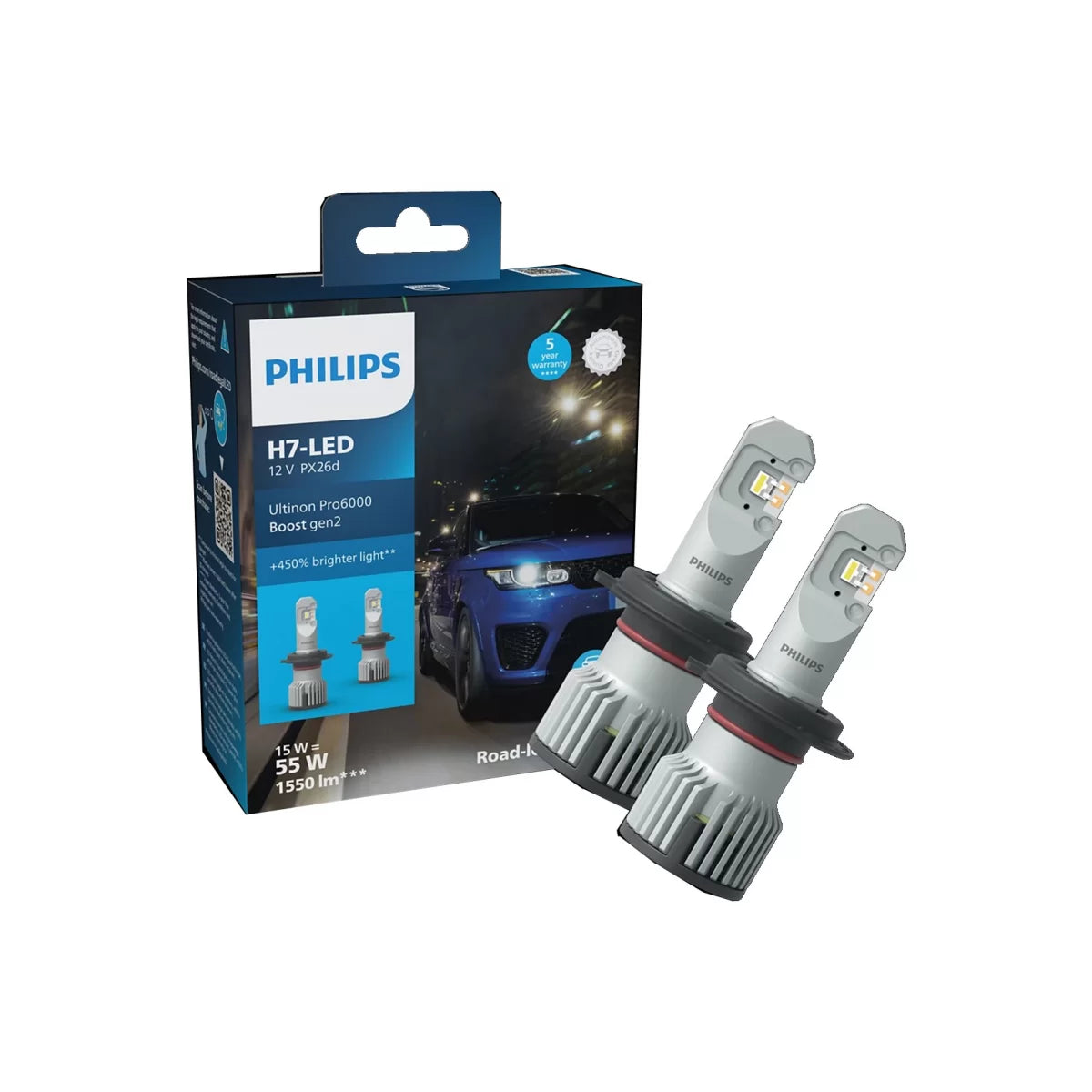 Philips Ultinon Pro6000 Boost H7 LED Bulb 12V 15W 5800K Auto Moto 2 Pcs – product image 1