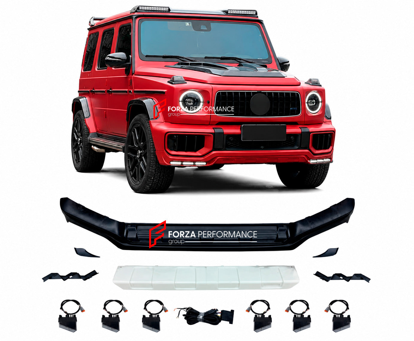 PLASTIC FRONT LIP WITH LED for MERCEDES BENZ G CLASS W465 G450D G500 2024 - 2026