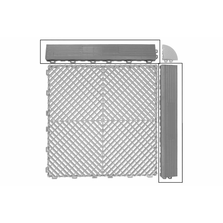 Ramp Edge for Garage Interlocking Floor Tiles Warehouse Modular Flooring Light Grey – product image 1