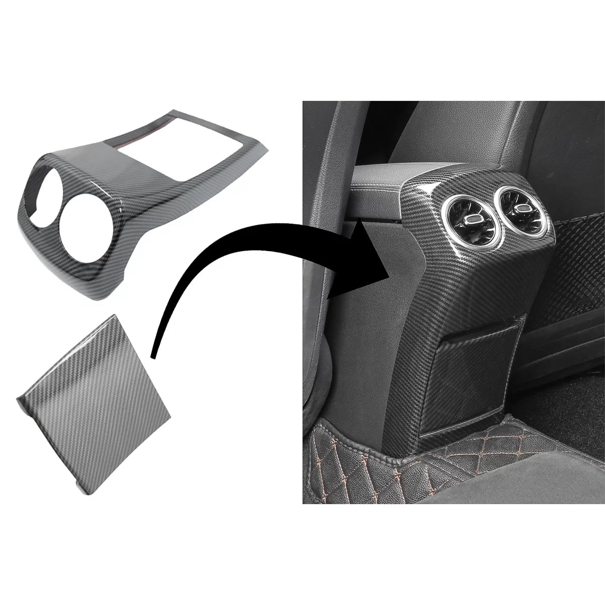 Rear Armrest Box Air Outlet Trim Cover suitable for Mercedes A-Class W177 V177 (2018-Up) Carbon Fiber – product image 1