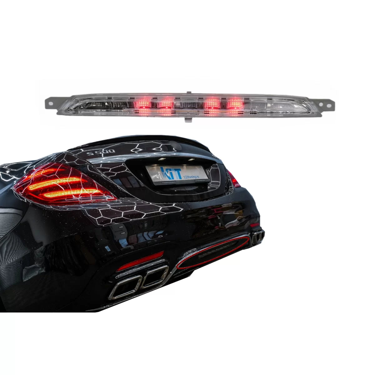 Rear Bumper Diffuser Fog Light LED Red suitable for Mercedes S-Class W222 (2013-2020) – product image 1