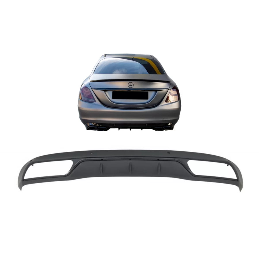Rear Bumper Diffuser suitable for Mercedes C-Class W205 S205 (2014-2018) C63 Look Shadow Black only for Standard Bumper – pro