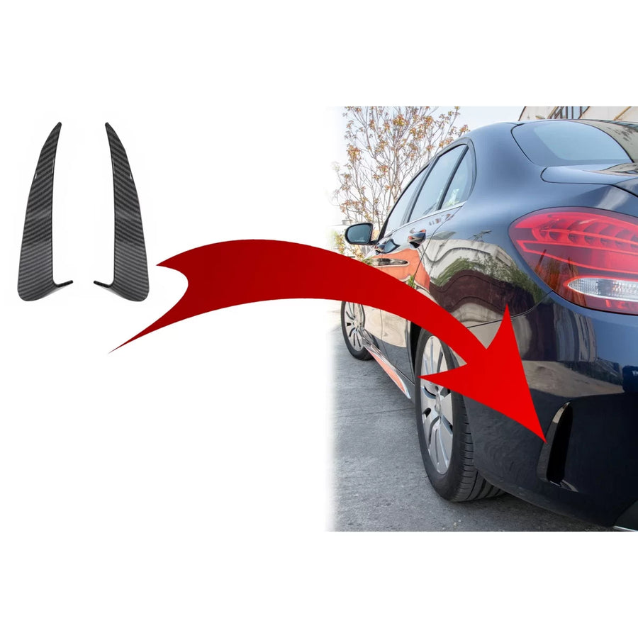 Rear Bumper Flaps Side Fins Flics suitable for Mercedes C Class W205 (2014-2020) Carbon Film – product image 1