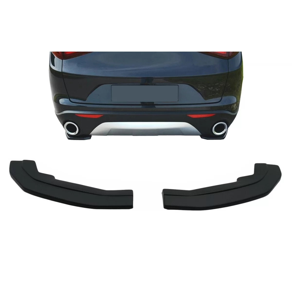 Rear Bumper Side Splitters Fins suitable for Alfa Romeo Stelvio 949 (2016-2020) Black – product image 1