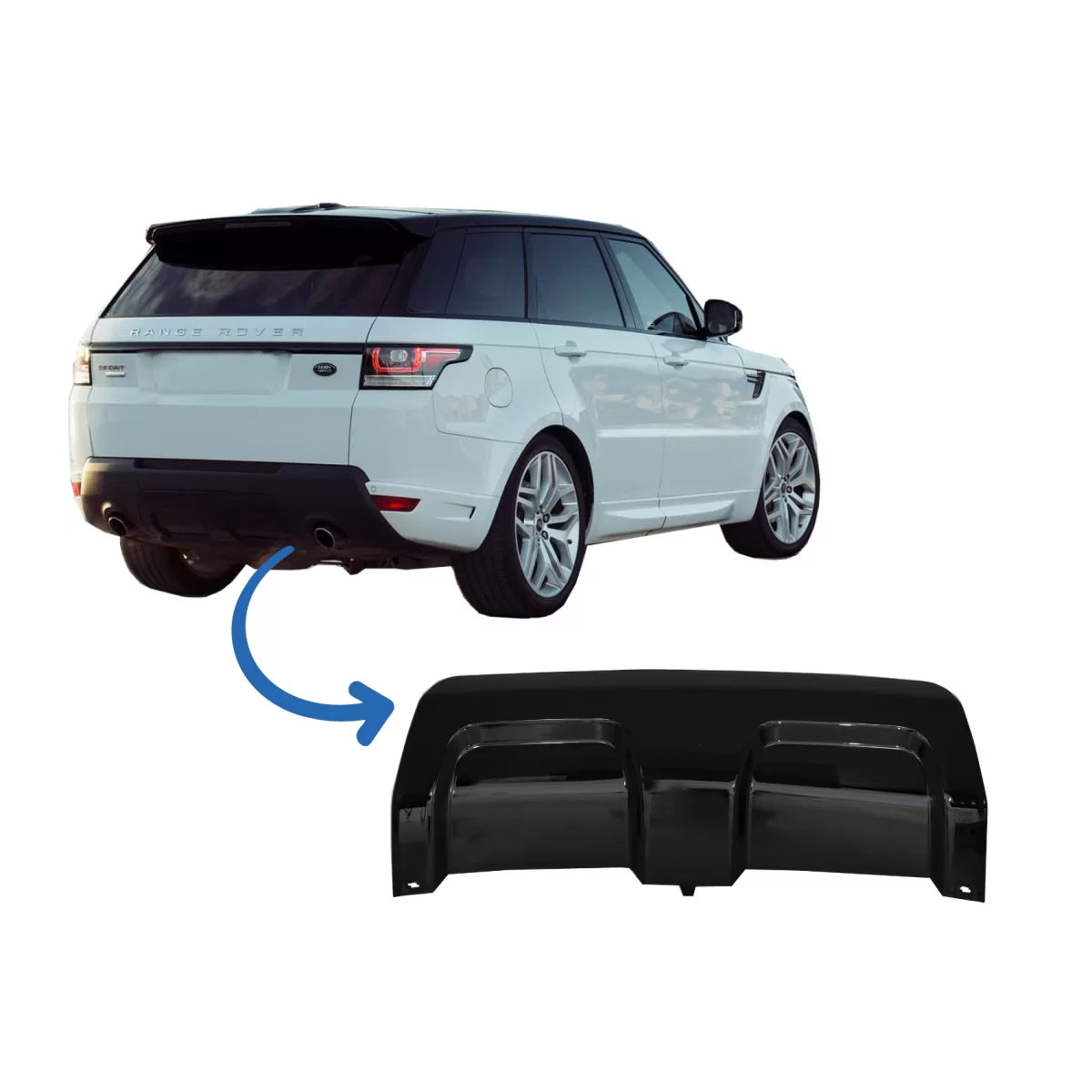 Rear Bumper Skid Plate suitable for Land Rover Range Rover Sport L494 (2013-2017) Piano Black – product image 1