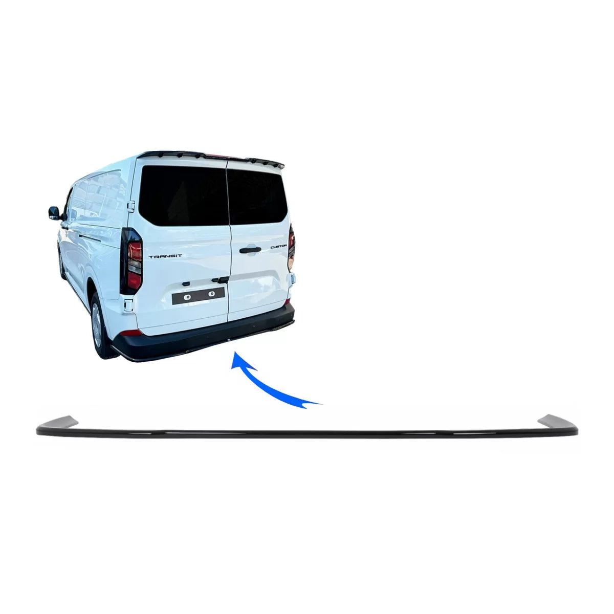 Rear Bumper Splitter suitable for Ford Transit Custom Mk2 / Tourneo Mk2 (2023-) / VW T7 (With Mudflaps) – product image 1