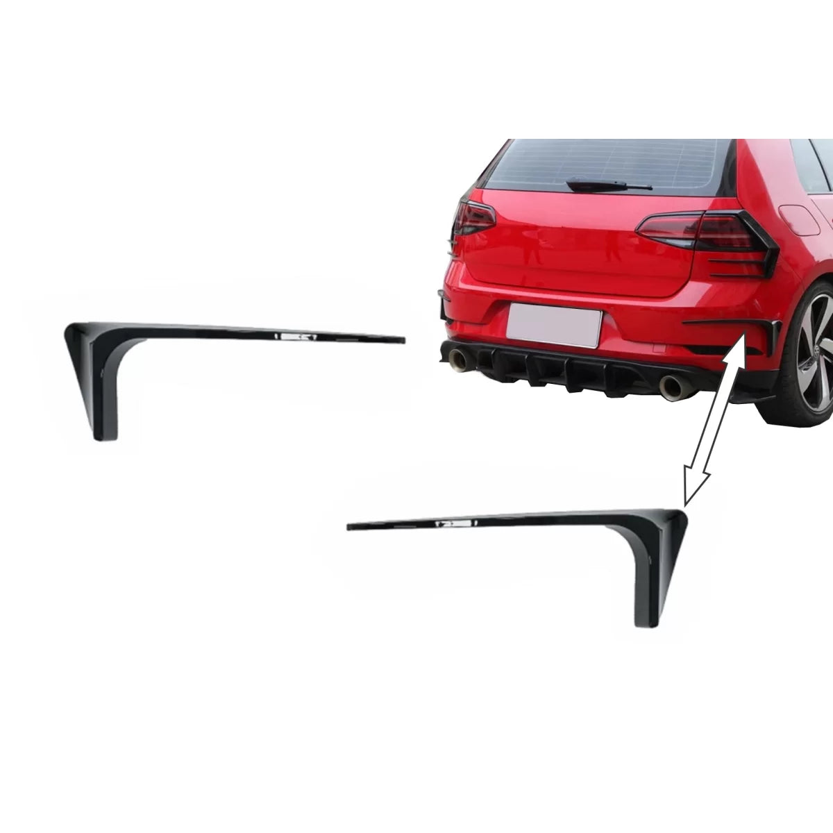Rear Bumper Splitters Fins Fog Lamp Trims suitable for VW Golf 7.5 (2017-2019) – product image 1
