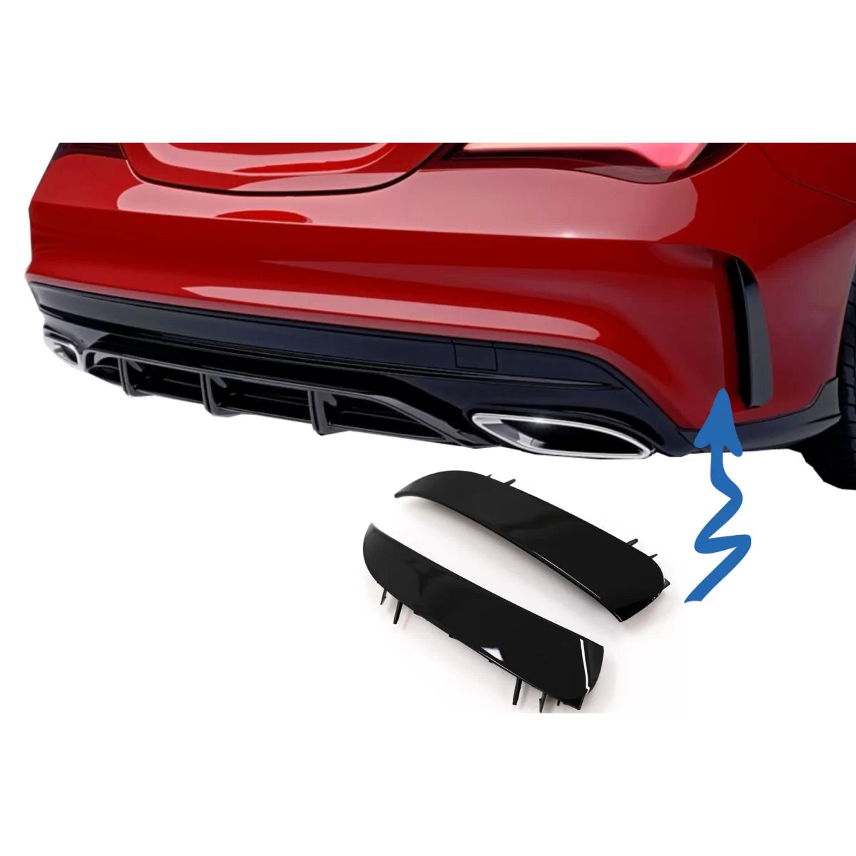 Rear Bumper Splitters Fins Side Vent Flaps Flics suitable for Mercedes CLA W117 C117 X117 (2013-2018) CLA45 Design – product 