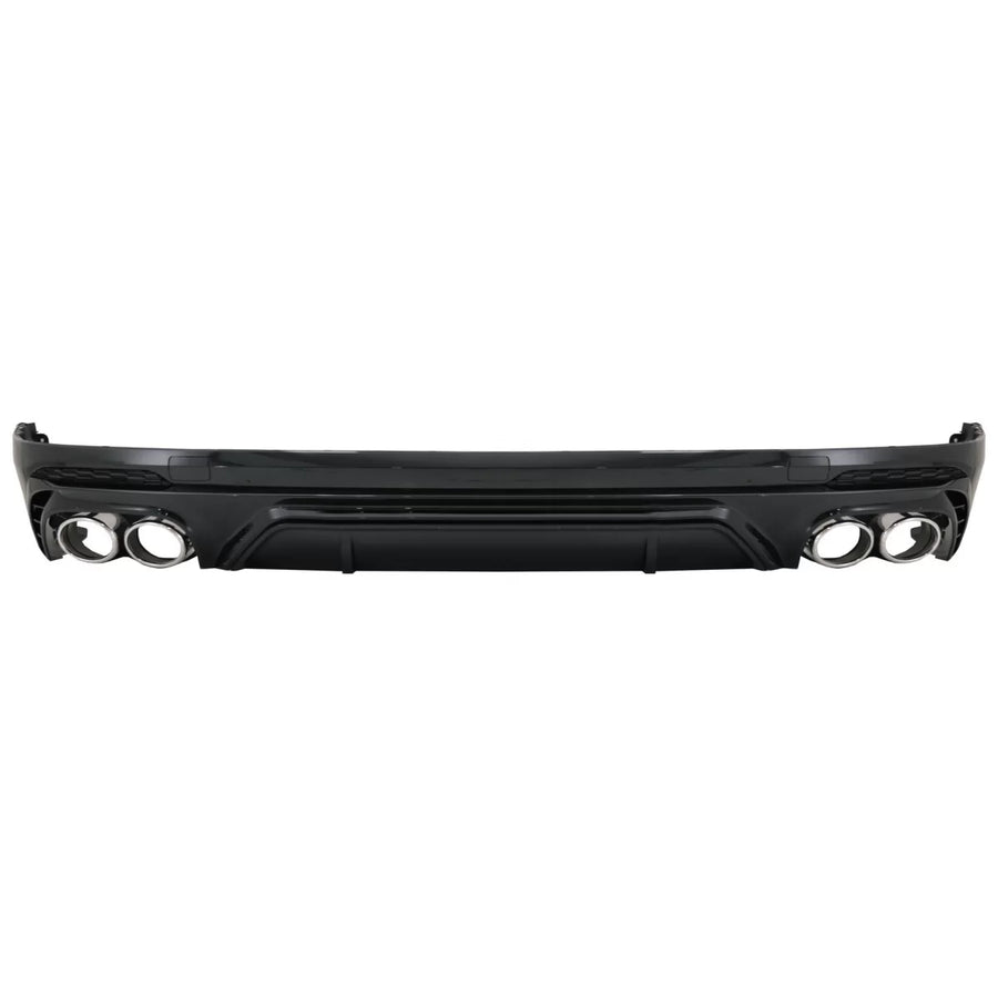 Rear Bumper Spoiler Valance Diffuser Double Outlet suitable for Audi Q5 SUV FY S-Line (2018-2020) with Silver Exhaust Muffler