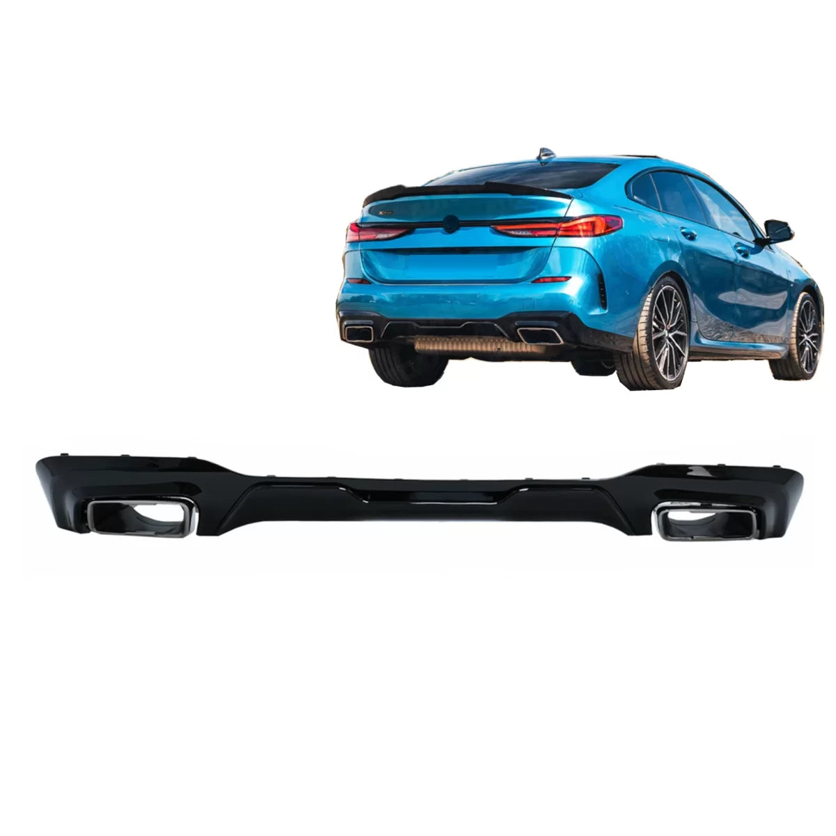 Rear Bumper Valance Diffuser with Chrome Exhaust Tips suitable for BMW 2 Series F44 Gran Coupé (2020-up) M235I Design – produ