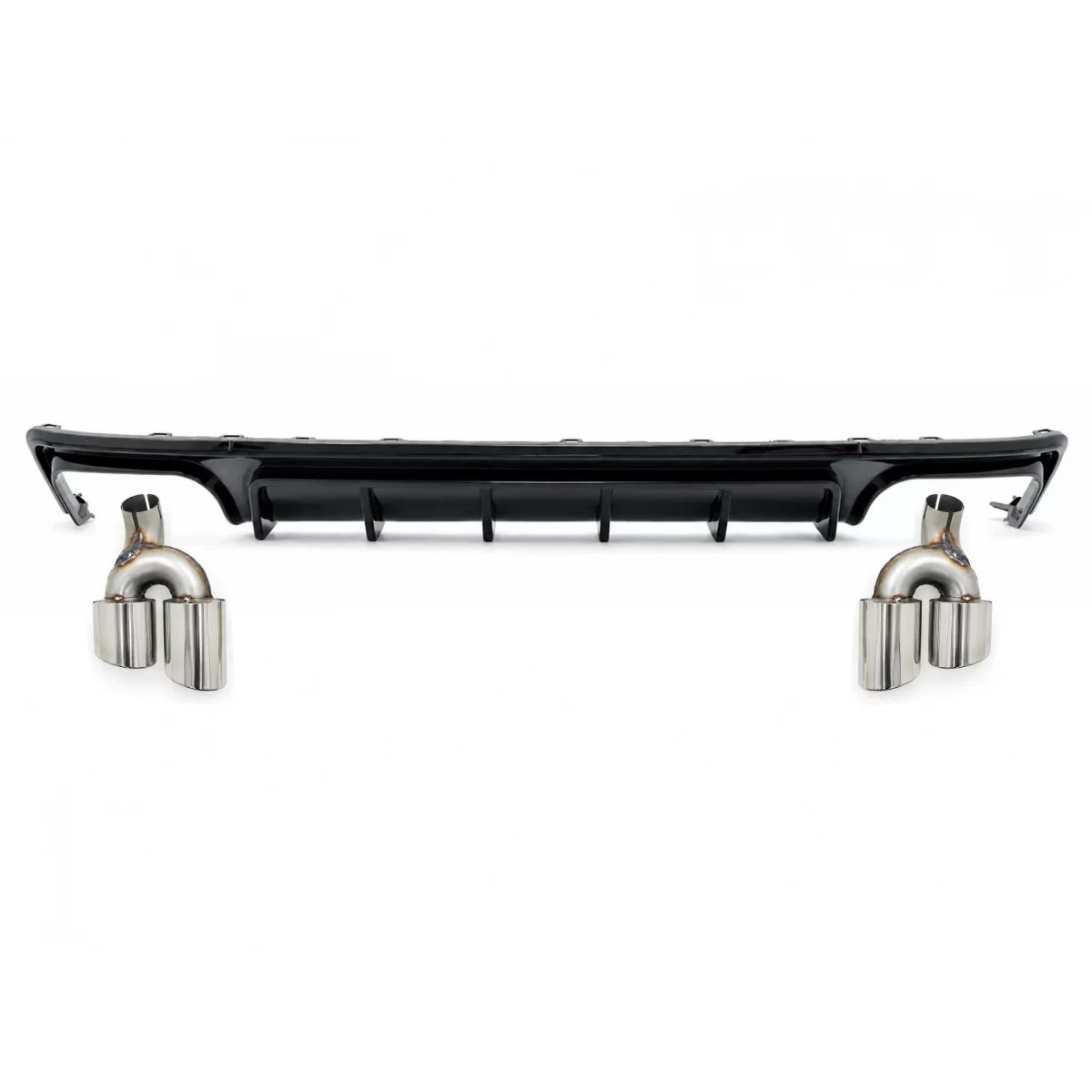 Rear Bumper Valance Diffuser and Exhaust Tips suitable for Audi A6 C8 4K Avant Sedan (2018-up) Piano Black – product image 1