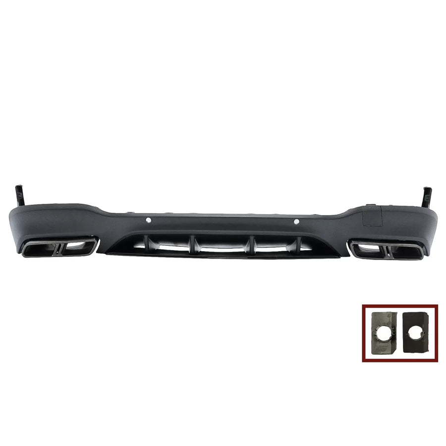 Rear Diffuser with Exhaust Muffler Tips suitable for Mercedes GLC X253 SUV (2015-07.2019) Night Package Design – product imag
