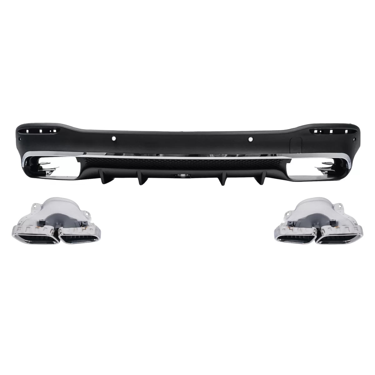 Rear Diffuser with Exhaust Muffler Tips suitable for Mercedes GLE W167 SUV V167 Sport Line (2019-Up) GLE 63 Design – product 