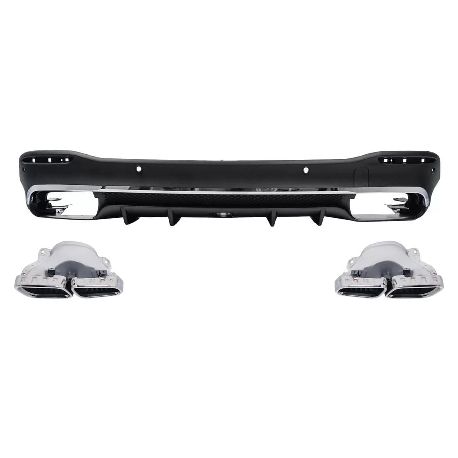 Rear Diffuser with Exhaust Muffler Tips suitable for Mercedes GLE W167 SUV V167 Sport Line (2019-Up) GLE 63 Design – product 