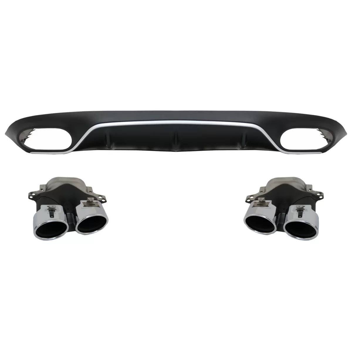 Rear Diffuser with Exhaust Tips suitable for Mercedes E-Class C238 A238 AMG Sport Line Coupe Cabrio (2016-2019) E53 Design Si