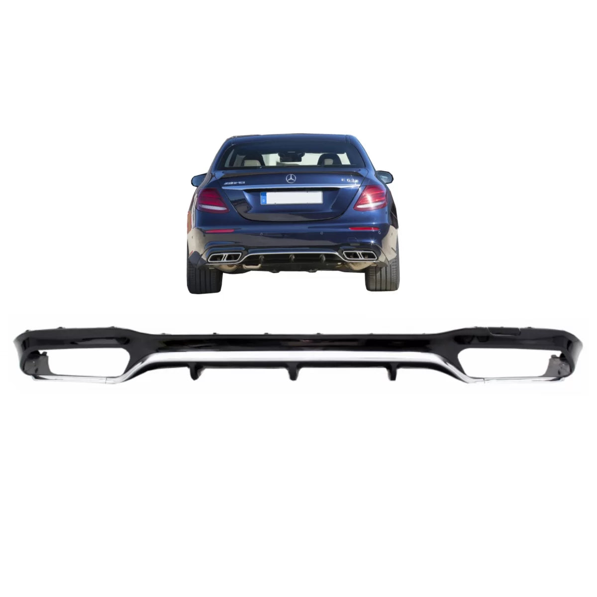 Rear Diffuser suitable for Mercedes E-Class W213 (2016-2019) E63 Design Chrome Edition – product image 1