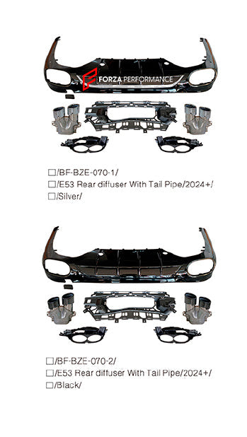 REAR DIFFUSER with EXHAUST TIPS for MERCEDES BENZ E CLASS W214 E350 E450 AMG LINE 2023+ E53 STYLE