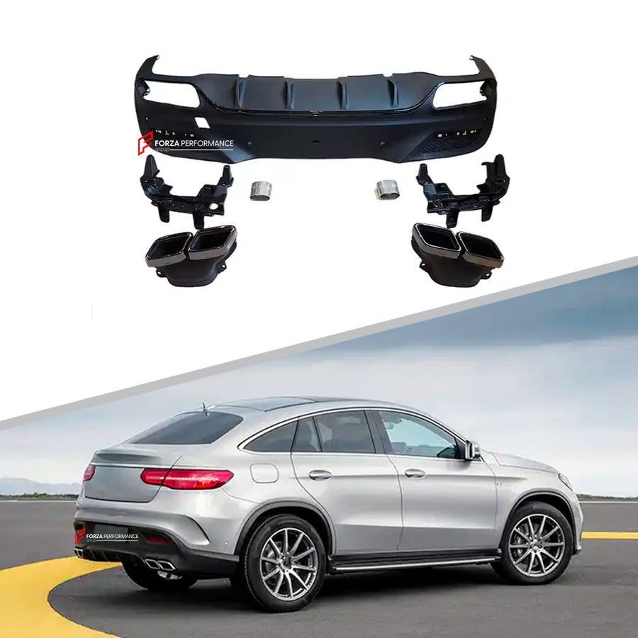 Buy Now REAR DIFFUSER WITH SILVER BLACK TIPS for MERCEDES BENZ GLE63 X292 AMG COUPE 2015 - 2018 and upgrade car parts from SIR Tuning at the Best Price. Headlights, Tail lights, Bodykits, Navigations, body kit and more - Fast & Free Shipping within Europe, US & Worldwide.