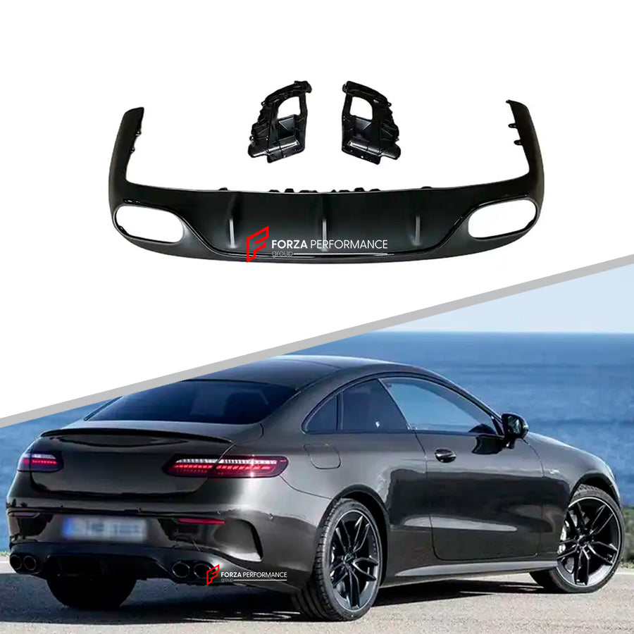 Buy Now REAR DIFFUSER with EXHAUST TIPS for MERCEDES BENZ BENZ E53 AMG COUPE C238 2017+ and upgrade car parts from SIR Tuning at the Best Price. Headlights, Tail lights, Bodykits, Navigations, body kit and more - Fast & Free Shipping within Europe, US & Worldwide.