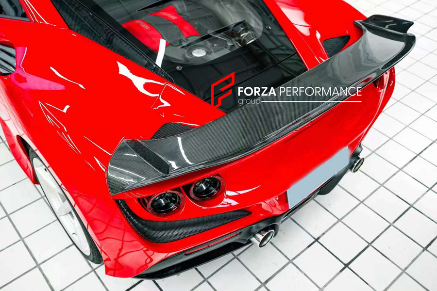 Buy Now FORZA DRY CARBON REAR SPOILER FOR FERRARI F8 and upgrade car parts from SIR Tuning at the Best Price. Headlights, Tail lights, Bodykits, Navigations, body kit and more - Fast & Free Shipping within Europe, US & Worldwide.
