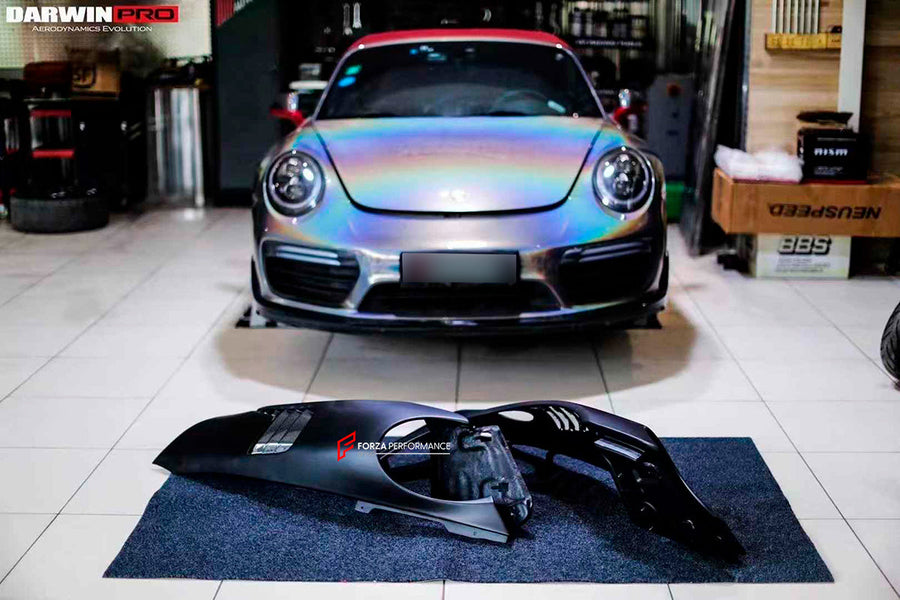 Buy Now AUTHENTIC DARWINPRO FRONT FENDERS for PORSCHE 911 991.2 TURBO S 2015 - 2020 TO GT3RS and upgrade car parts from SIR Tuning at the Best Price. Headlights, Tail lights, Bodykits, Navigations, Carbon body kit and more - Fast & Free Shipping within Europe, US & Worldwide.