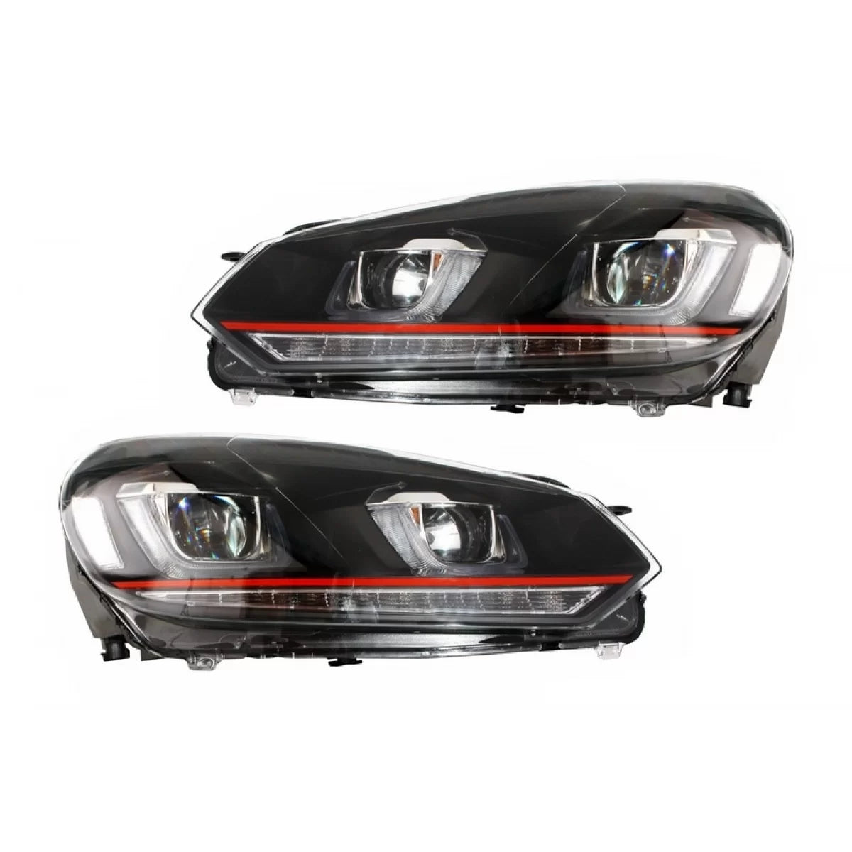 RHD Headlights suitable for VW Golf 6 VI (2008-2013) Golf 7 3D LED DRL U-Design LED Flowing Turning Light Red Stripe – produc