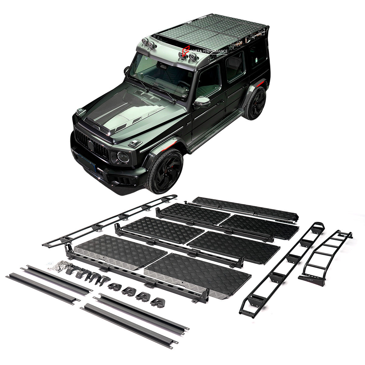 ROOF RACK BAR LUGGAGE WITH LADDER 4x4 for MERCEDES BENZ G-CLASS W463A W464 W465 G63 G550