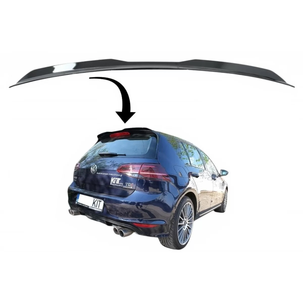 Roof Spoiler Add On Trunk Wing suitable for VW Golf 7 (2012-2017) GTI Design Piano Black – product image 1