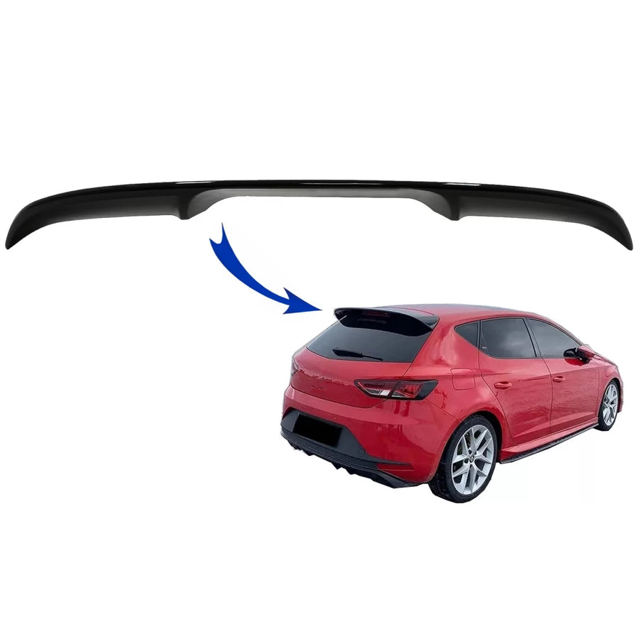 Roof Spoiler Cap suitable for Seat Leon 5F Mk3 5 Doors Hatchback (2012-2019) Piano Black – product image 1