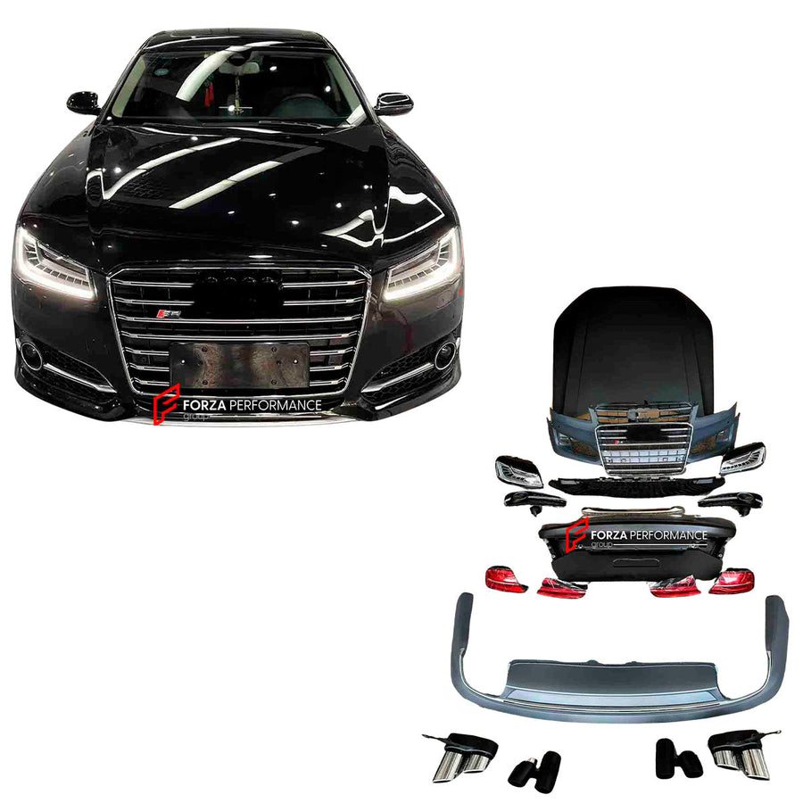 Buy Now CONVERSION BODY KIT for AUDI A8 D4 2010-2014 UPGRADE to S8 2015-2018 FACELIFT and upgrade car parts from SIR Tuning at the Best Price. Headlights, Tail lights, Bodykits, Navigations, body kit and more - Fast & Free Shipping within Europe, US & Worldwide.