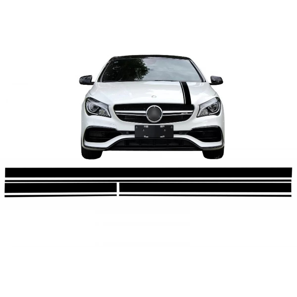 Set Sticker Matte Black Upper Bonnet Roof & Tailgate suitable for Mercedes CLA W117 C117 X117 (2013-2016) A-Class W176 (2012-