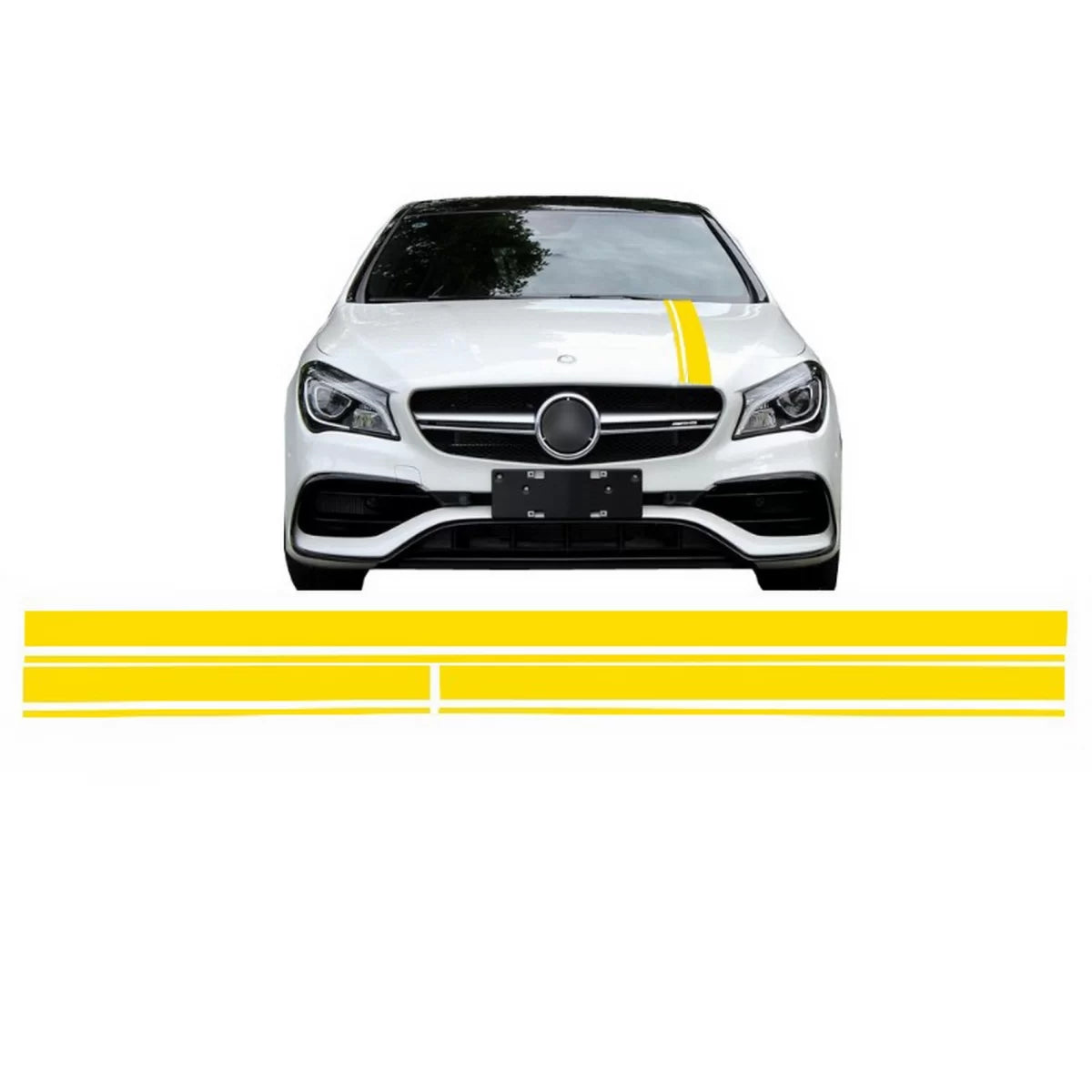 Set Sticker Matte Yellow Upper Bonnet Roof & Tailgate suitable for Mercedes CLA W117 C117 X117 (2013-2016) A Class W176 (2012
