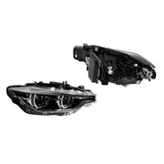Set of tuning LED headlights suitable for BMW 3 Series F30, F31 2013-2015 with black housing, suitable for the model with hal