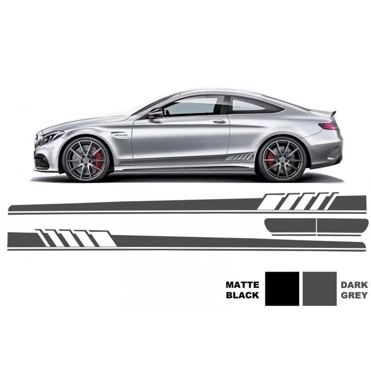 Side Decals Sticker Vinyl Dark Grey suitable for Mercedes C-Class C205 Coupe A205 Cabriolet (2014-) C63 Design – product imag