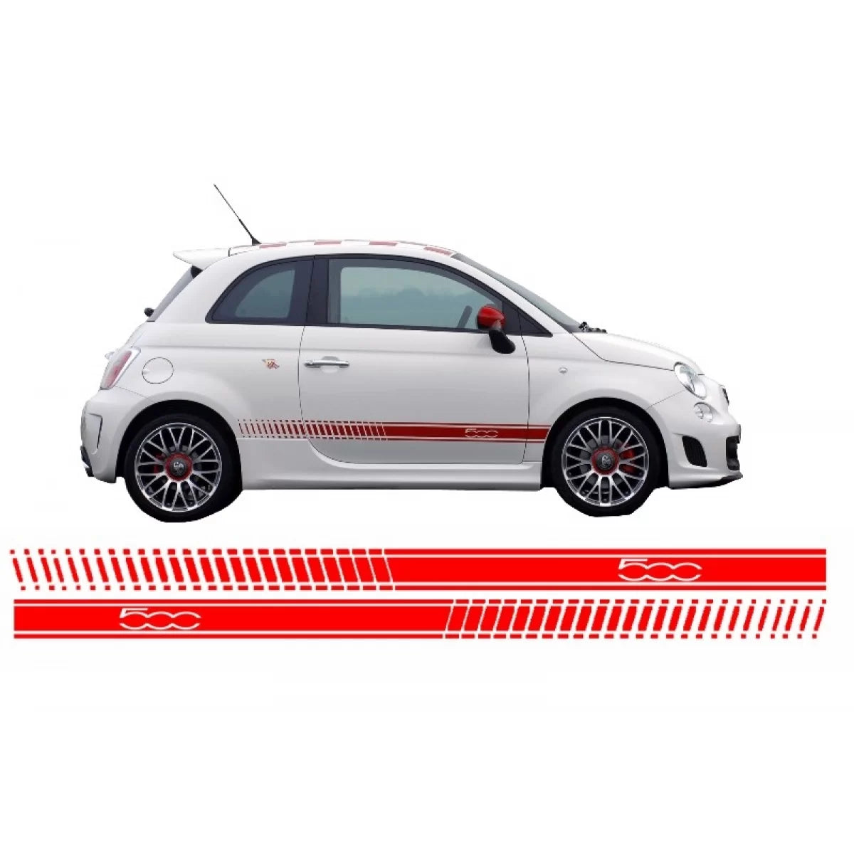 Side Decals Sticker Vinyl Red suitable for Fiat 500 (2007+) – product image 1