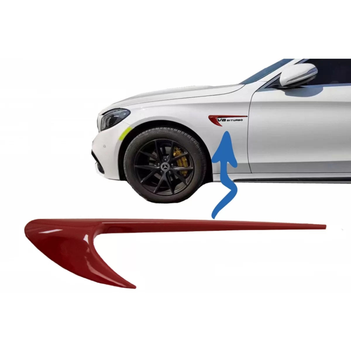 Side Fender Vents Trim Wing suitable for Mercedes C-Class W205 S205 E-Class W213 S213 Red – product image 1