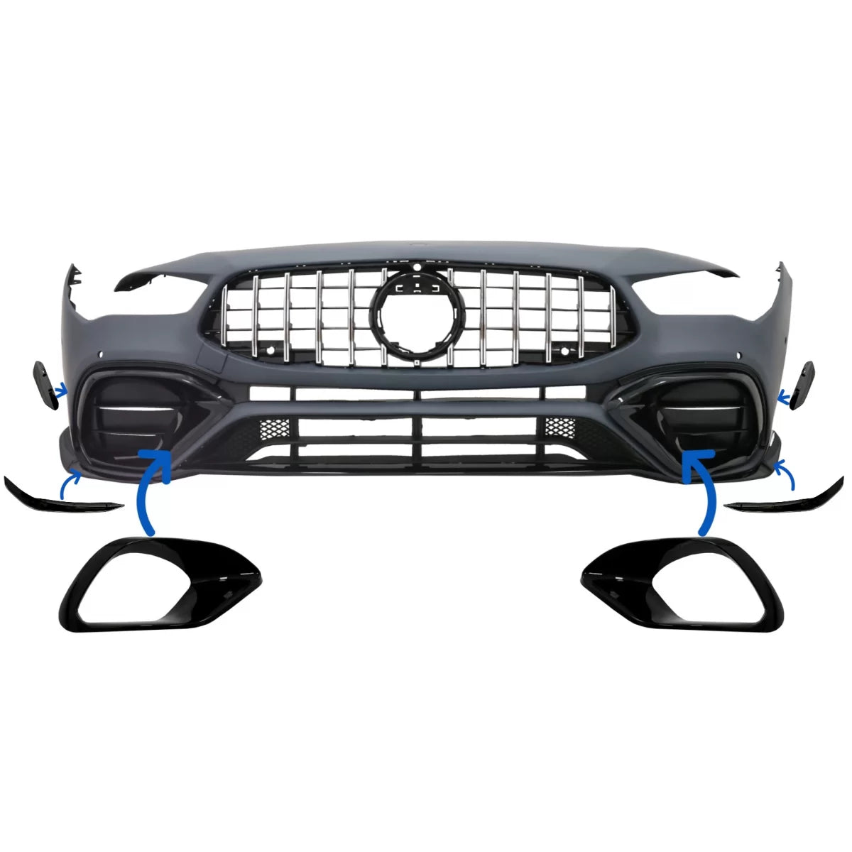 Side Grilles Cover Frames suitable for Mercedes CLA 45 CLA 45S X118 C118 (2019-05.2023) Piano Black – product image 1