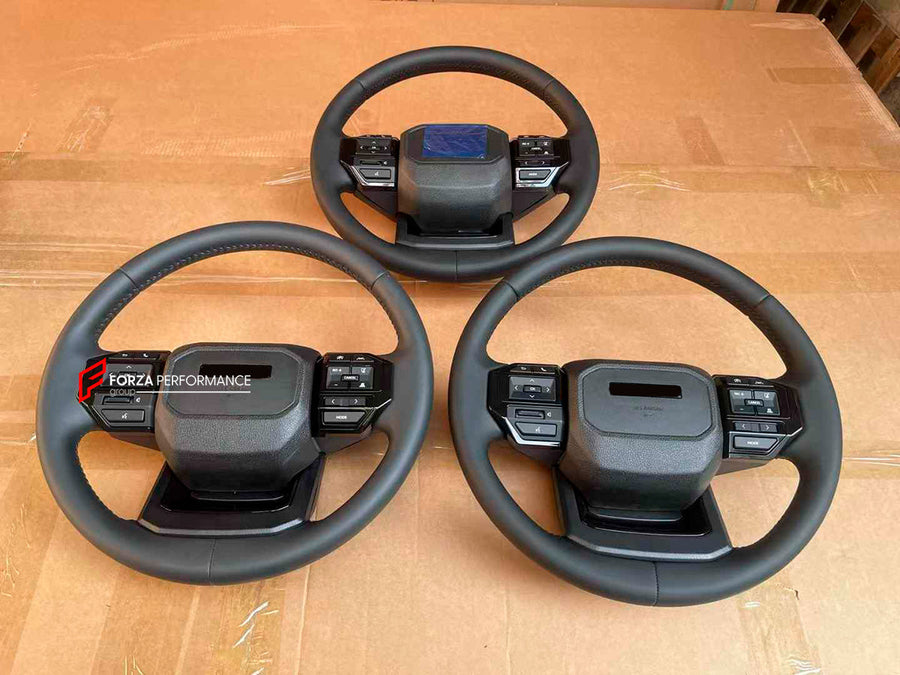 Buy Now CUSTOM STEERING WHEEL for TOYOTA LAND CRUISER 250 LC 250 2023+ and upgrade car parts from SIR Tuning at the Best Price. Headlights, Tail lights, Bodykits, Navigations, AO-steering wheel and more - Fast & Free Shipping within Europe, US & Worldwide.