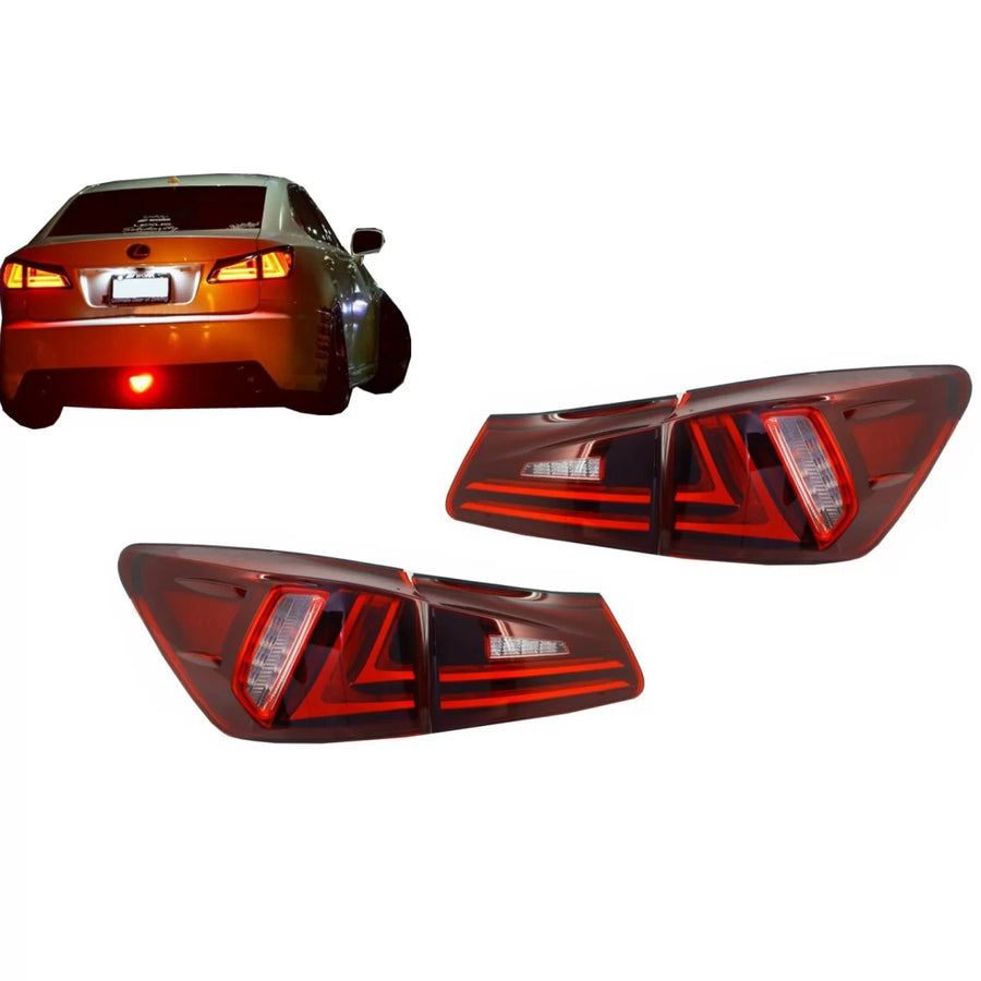 Taillights Full LED suitable for Lexus IS XE20 (2006-2012) Light Bar Facelift New XE30 Red Clear – product image 1