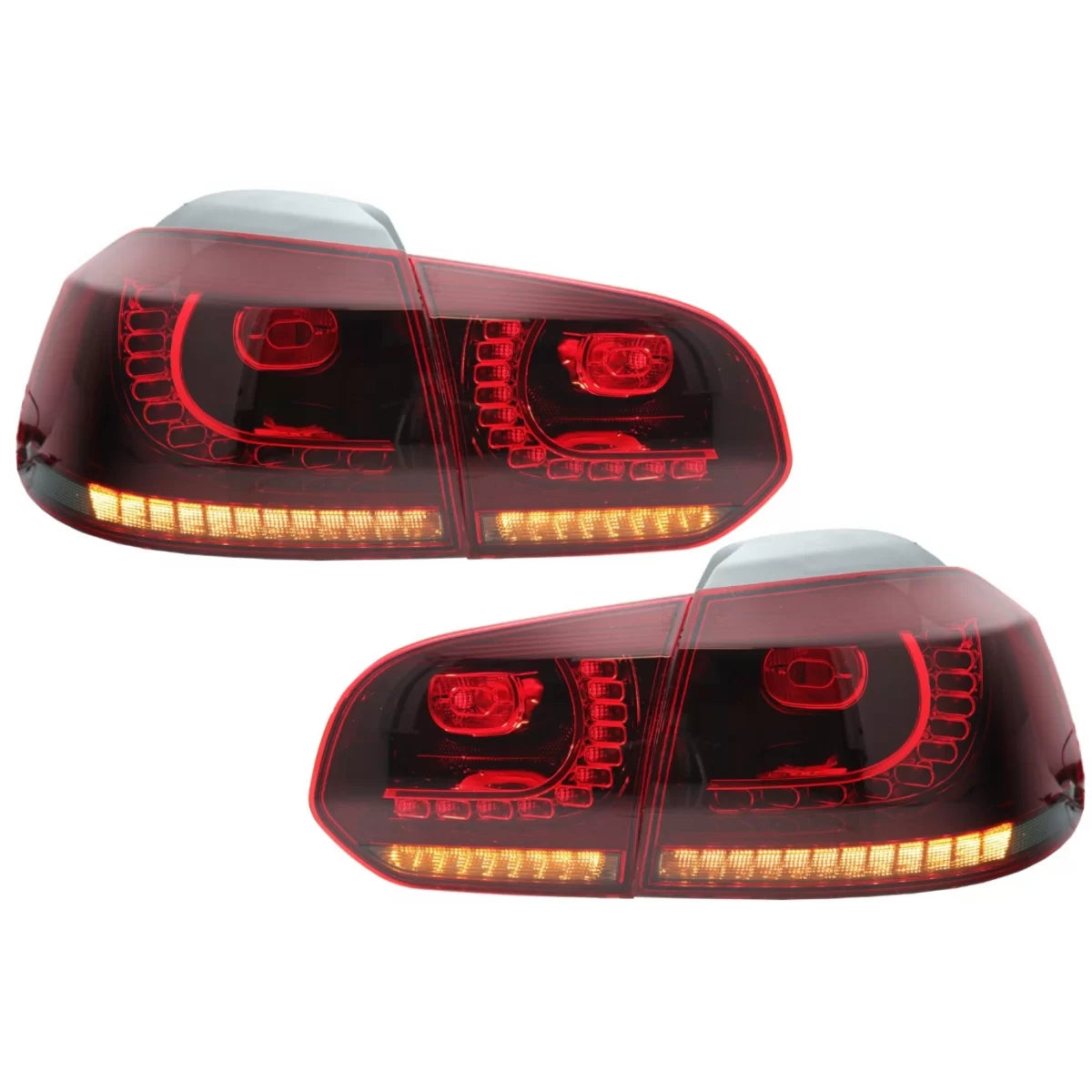Taillights Full LED suitable for VW Golf 6 VI (2008-2013) R20 Design Red Cherry with Sequential Dynamic Turning Lights (LHD a