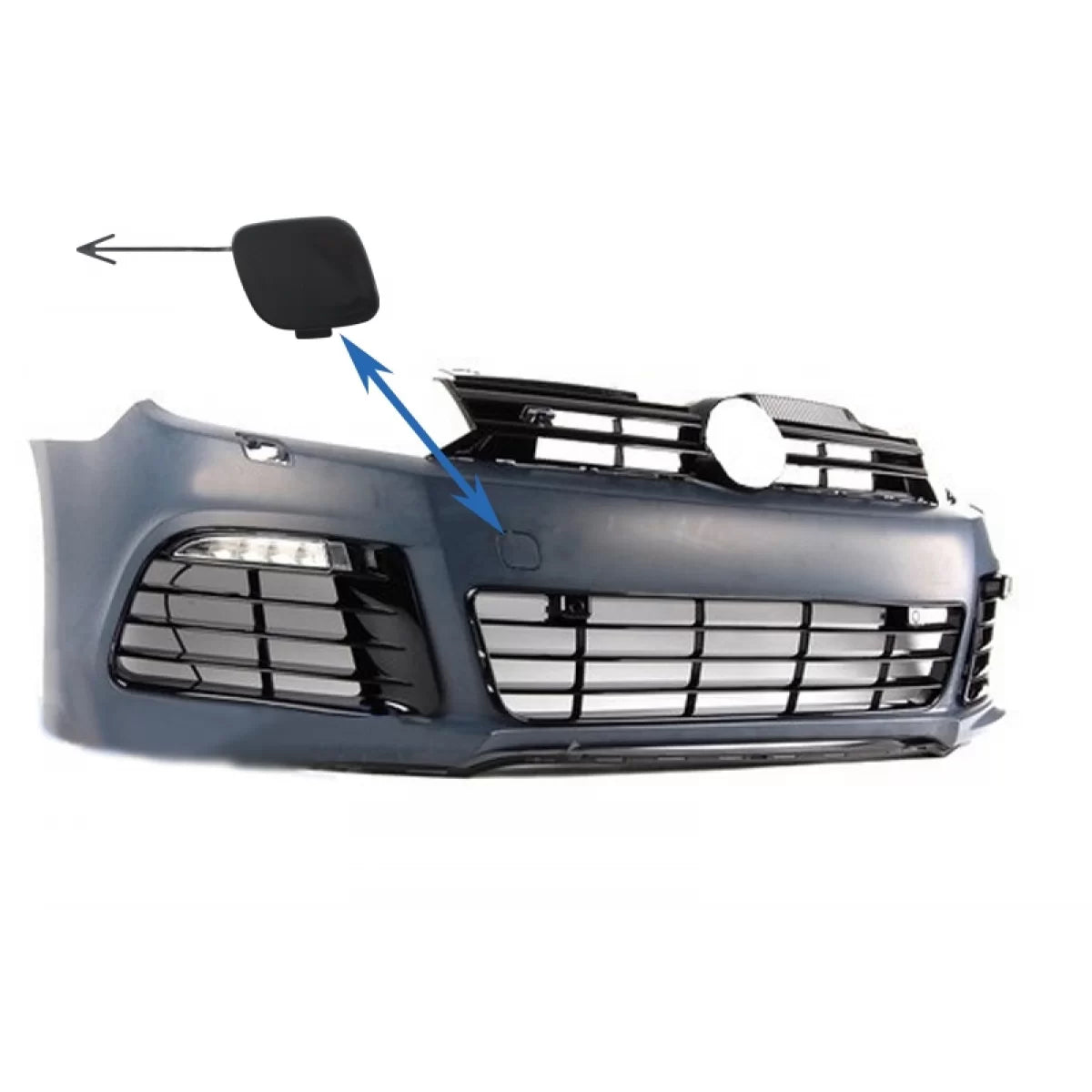 Tow Hook Cover Front Bumper suitable for VW Golf VI 6 (2008-2013) R20 Look – product image 1