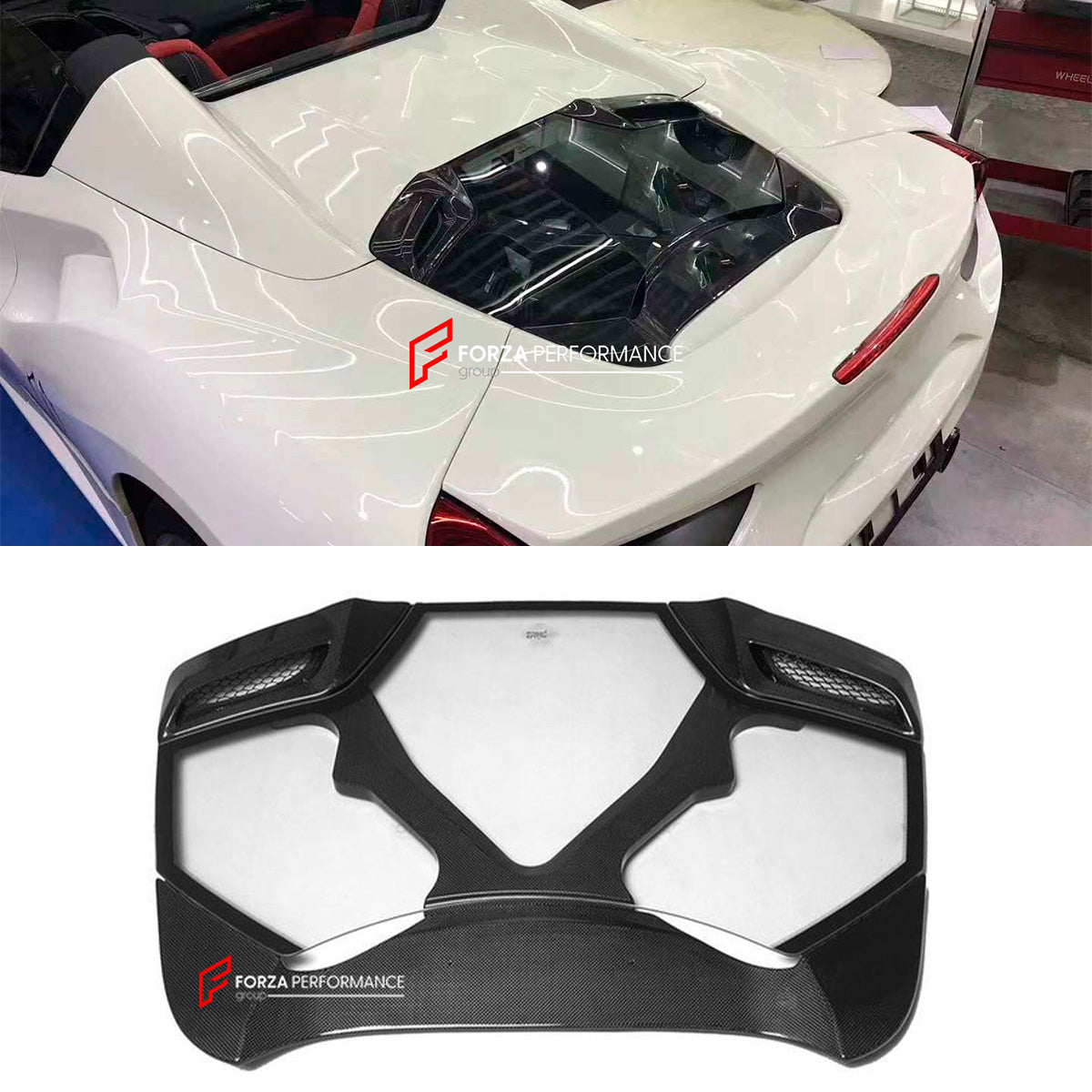 TRANSPARENT CARBON ENGINE COVER for FERRARI 488 GTS PISTA 2015 - 2020
