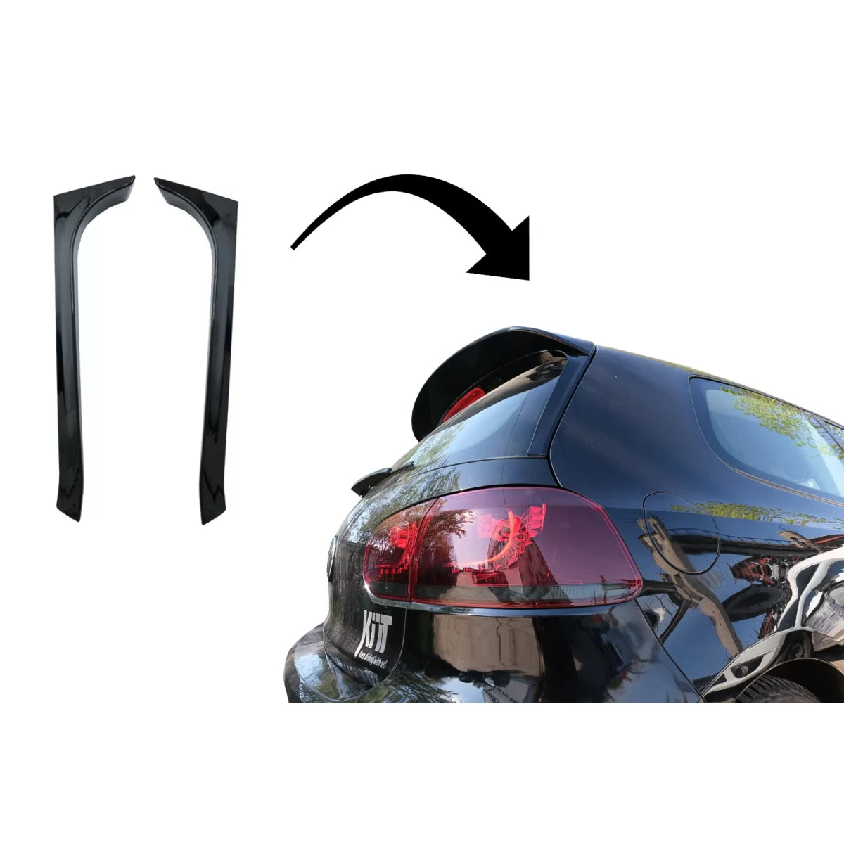 Trunk Rear Window Fin Spoiler suitable for VW Golf 6 GTI / R MK6 (2008-2012) Piano Black – product image 1