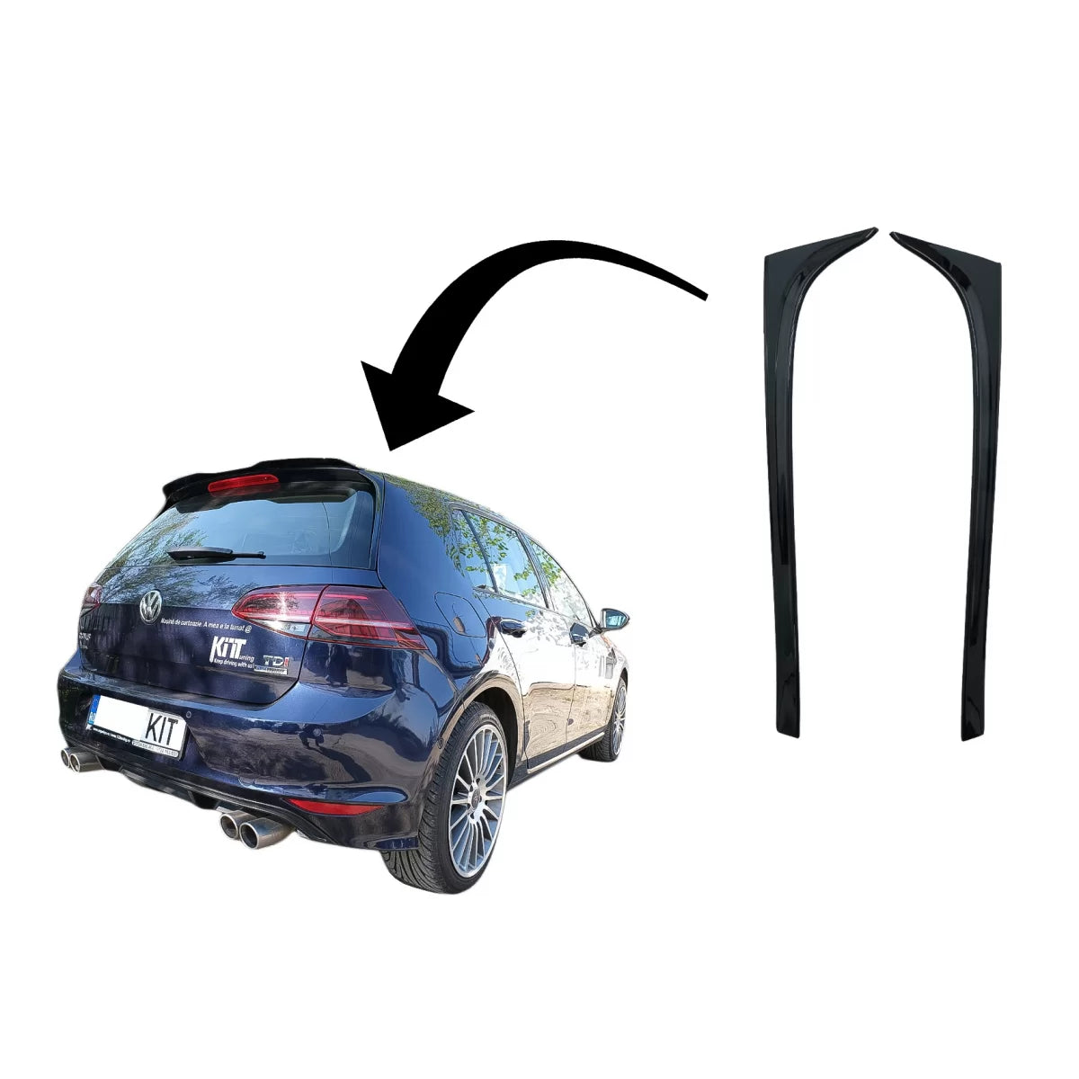 Trunk Rear Window Fin Spoiler suitable for VW Golf 7 & 7.5 (2012-2020) GTI Design Piano Black – product image 1